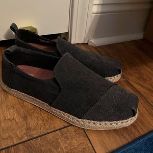 TOMS men's black washed canvas, Alpargata size 9.5; NWT